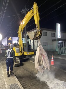 ③セメント散布